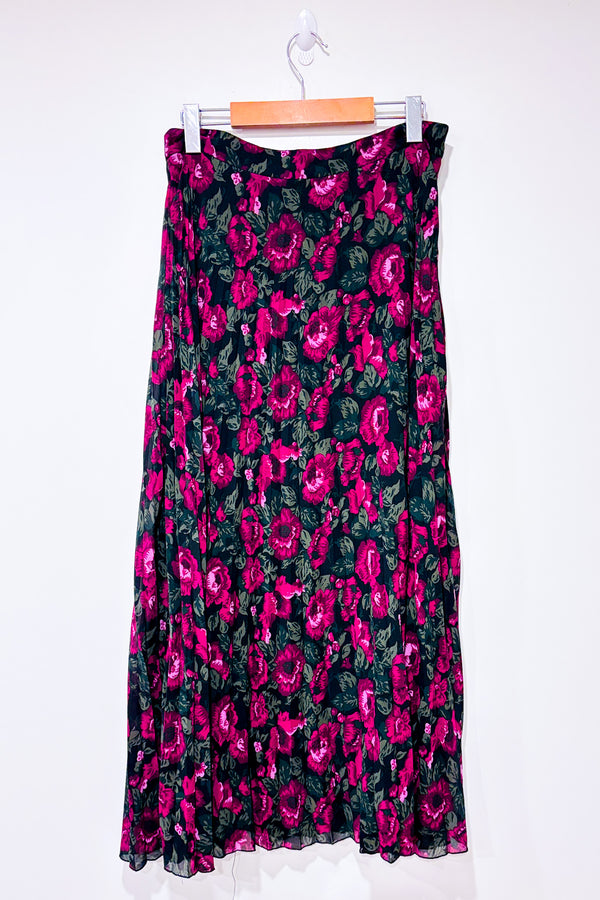 Jupe maxi verte et mauve fleurie (m)-Joe Fresh-La Penderie du Paradis 🕊