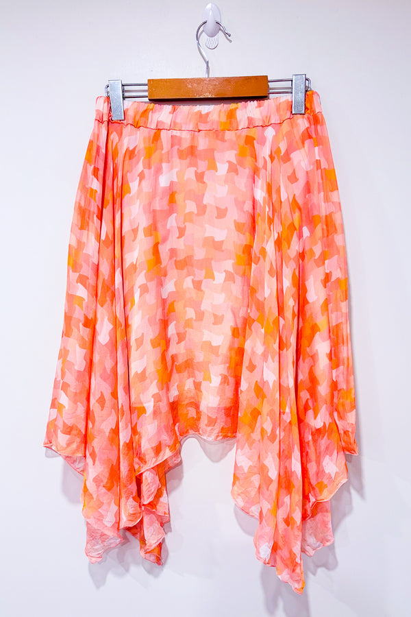 Jupe asymétrique rose à motifs en soie (m)*-Paolo Casalini-La Penderie du Paradis 🕊