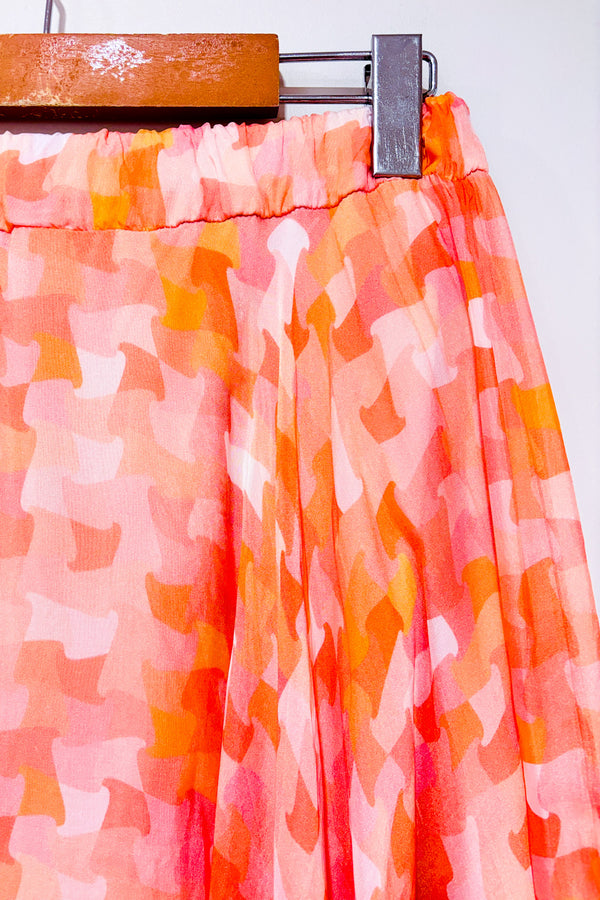 Jupe asymétrique rose à motifs en soie (m)*-Paolo Casalini-La Penderie du Paradis 🕊