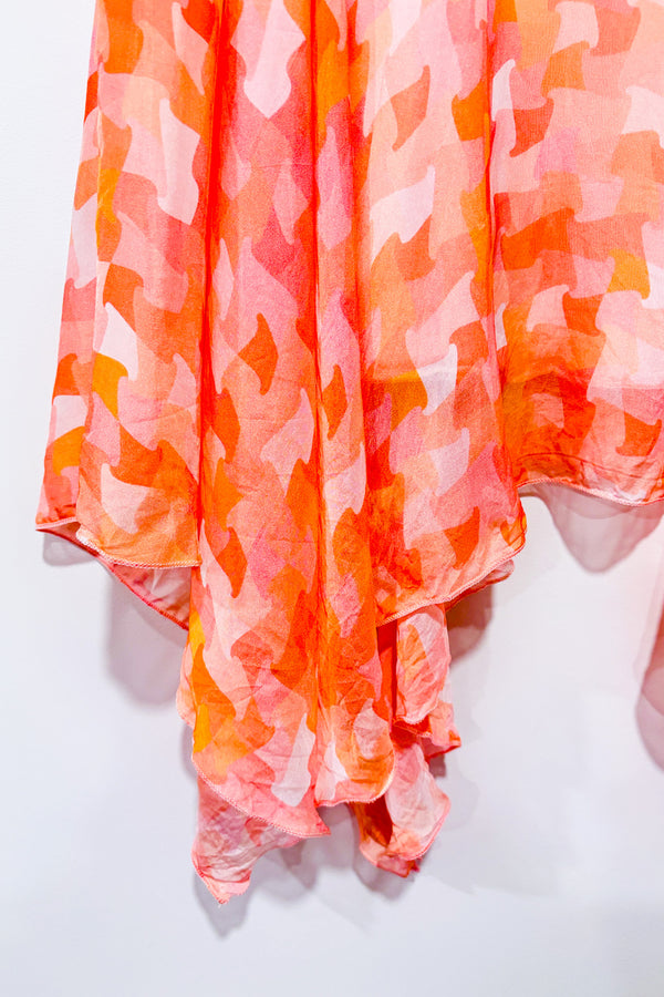 Jupe asymétrique rose à motifs en soie (m)*-Paolo Casalini-La Penderie du Paradis 🕊