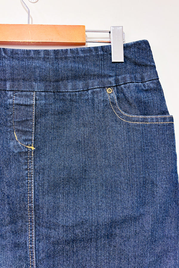 Jupe bleu foncĂ© extensible en jeans (m)*-Contrast-La Penderie du Paradis đ