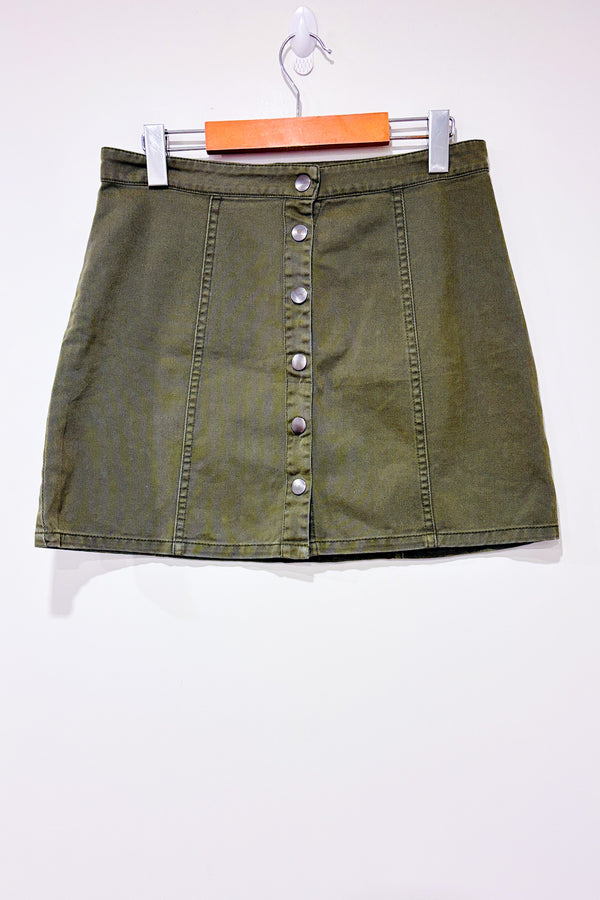 Jupe kaki en denim (m) seconde main - Rebel Rogue- La Penderie du Paradis