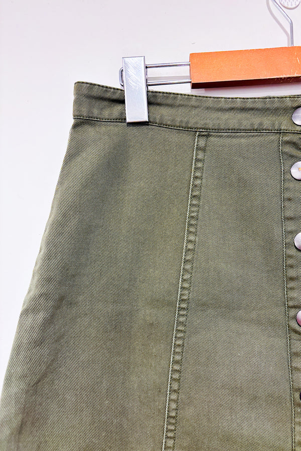 Jupe kaki en denim (m) seconde main - Rebel Rogue- La Penderie du Paradis