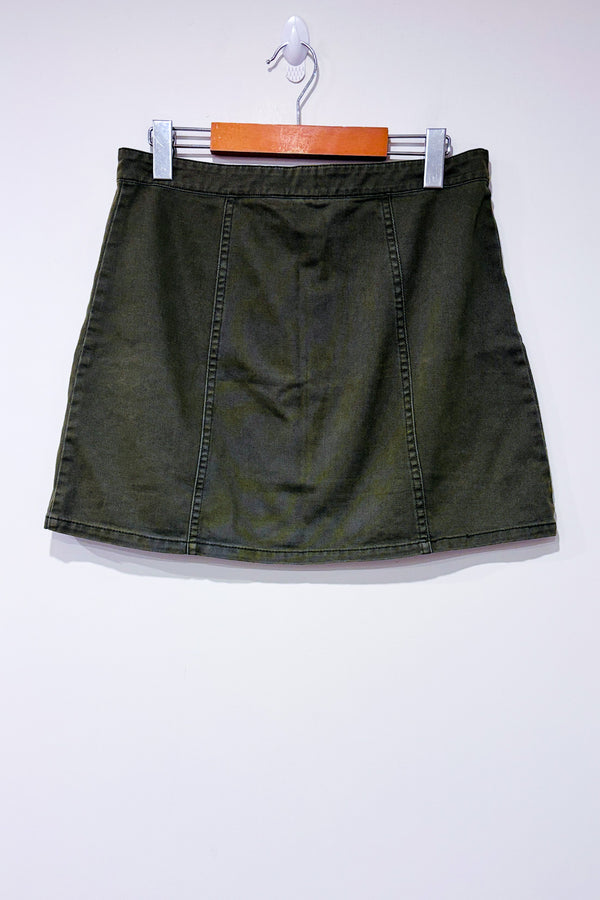 Jupe kaki en denim (m) seconde main - Rebel Rogue- La Penderie du Paradis