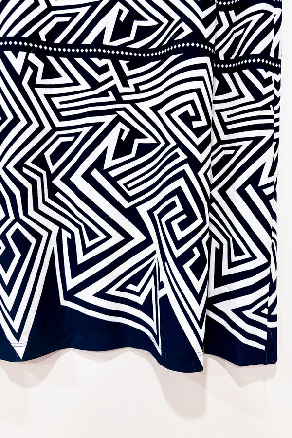 Jupe maxi marine et blanche à motifs seconde main - Trisisto- La Penderie du Paradis