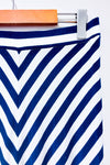 Jupe maxi marine et bleue motif chevron seconde main - Simons- La Penderie du Paradis