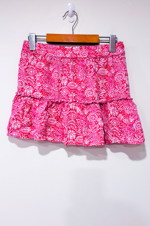 Jupe-short rose fluide fleurie à taille élastique seconde main - Zara- La Penderie du Paradis