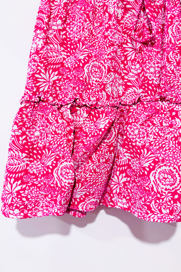 Jupe-short rose fluide fleurie à taille élastique seconde main - Zara- La Penderie du Paradis