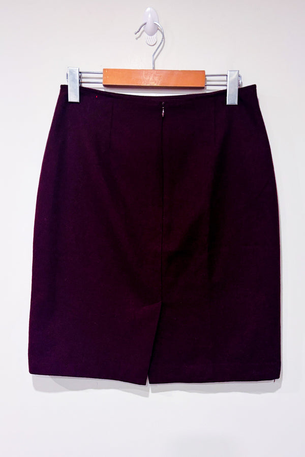 Jupe bourgogne en laine seconde main - Simons- La Penderie du Paradis