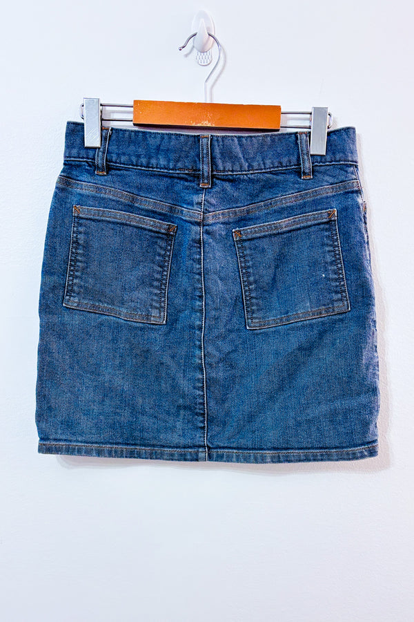 Jupe en jeans bleue Hip-Hugger extensible seconde main - GAP- La Penderie du Paradis