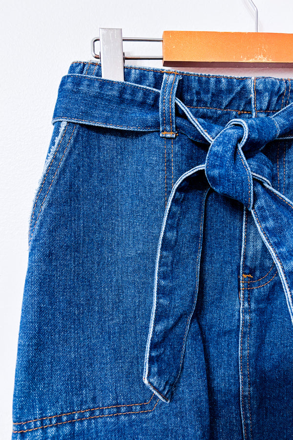 Mini-jupe en denim bleu à ceinture nouée* seconde main - Billabong- La Penderie du Paradis