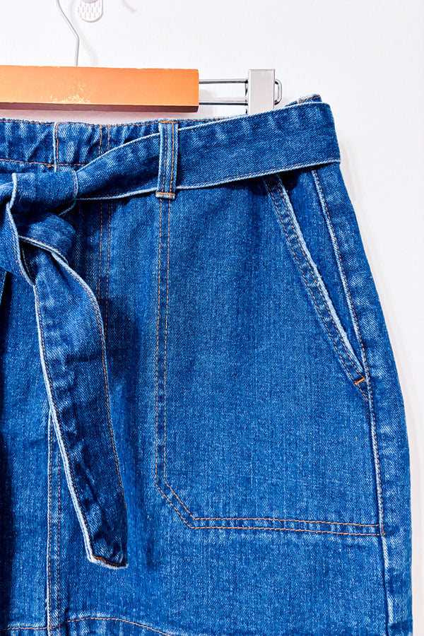 Mini-jupe en denim bleu à ceinture nouée* seconde main - Billabong- La Penderie du Paradis