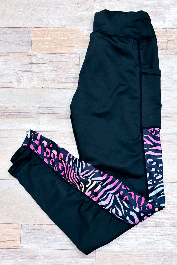 Legging noir avec motif animal multicolore sur les côtés (s)-SHEIN-La Penderie du Paradis 🕊