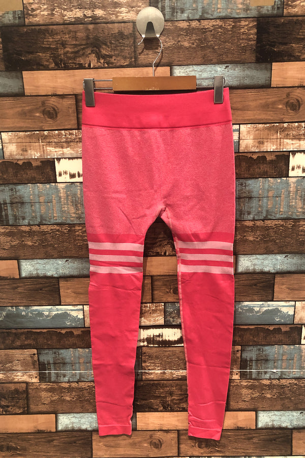 Legging rose fluo avec rayures blanches (s/m) seconde main Autres