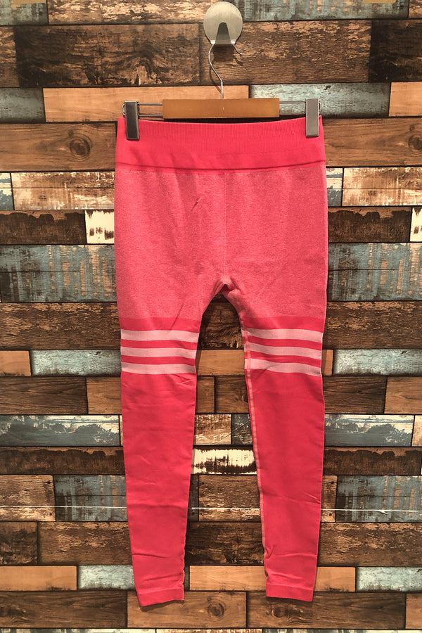 Legging rose fluo avec rayures blanches (s/m) seconde main Autres