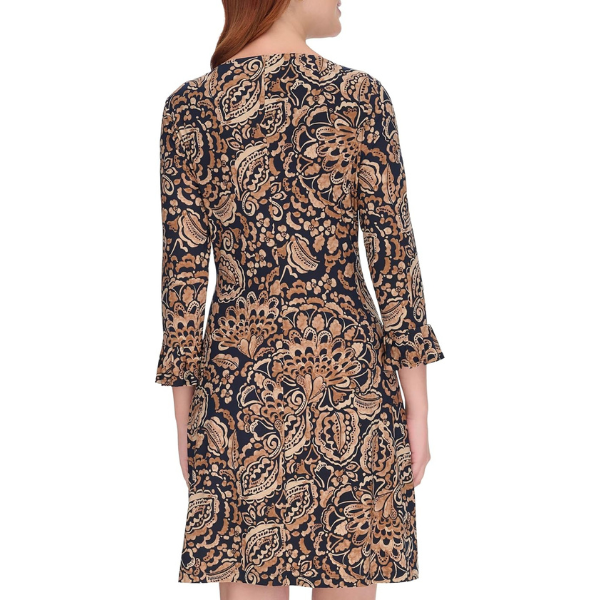 Robe marine et brune fleurie* seconde main - Tommy Hilfiger- La Penderie du Paradis