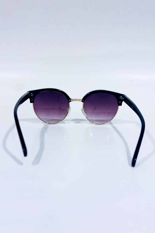 Lunettes de soleil rondes noires style rétro verres teintés violet seconde main - kstudio- La Penderie du Paradis