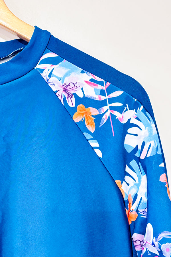 Maillot de bain turquoise à manches longues fleuries (xl)-SHEIN-La Penderie du Paradis 🕊