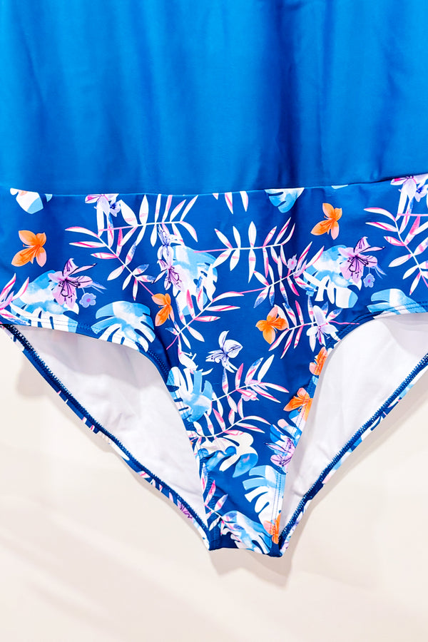 Maillot de bain turquoise à manches longues fleuries (xl)-SHEIN-La Penderie du Paradis 🕊