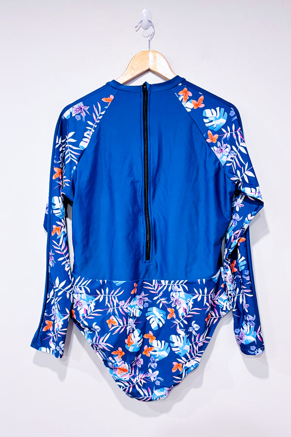 Maillot de bain turquoise à manches longues fleuries (xl)-SHEIN-La Penderie du Paradis 🕊