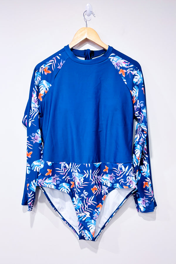 Maillot de bain turquoise à manches longues fleuries (xl)-SHEIN-La Penderie du Paradis 🕊