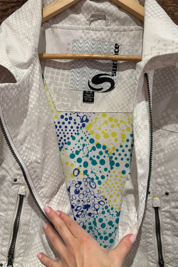 Manteau de printemps imperméable blanc et gris (xs/s) seconde main Surface