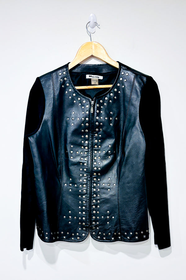 Manteau en cuir noir avec studs (m) -- La Penderie du Paradis ?