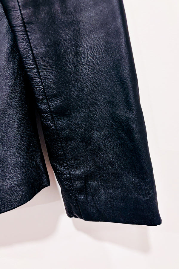 Manteau noir en cuir véritable (m)-Atmosphère-La Penderie du Paradis 🕊