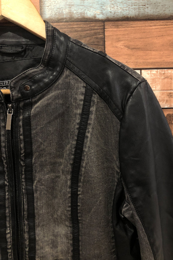 Manteau noir en jeans et faux cuir (l) seconde main San Francisco