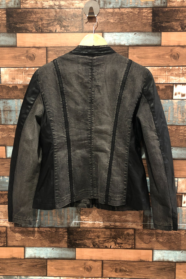 Manteau noir en jeans et faux cuir (l) seconde main San Francisco
