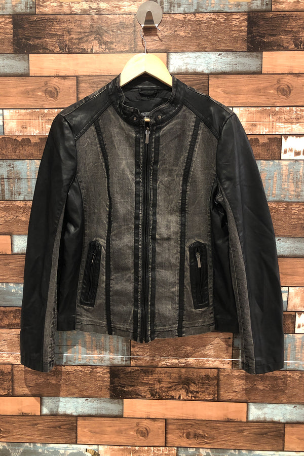 Manteau noir en jeans et faux cuir (l) seconde main San Francisco
