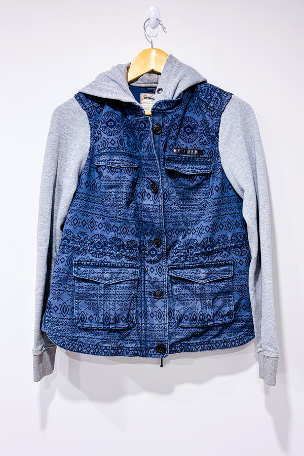 Manteau bleu en jeans et coton ouaté seconde main - Triple Five Soul- La Penderie du Paradis