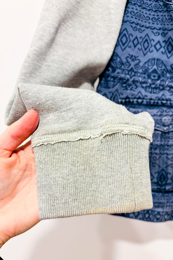 Manteau bleu en jeans et coton ouaté seconde main - Triple Five Soul- La Penderie du Paradis