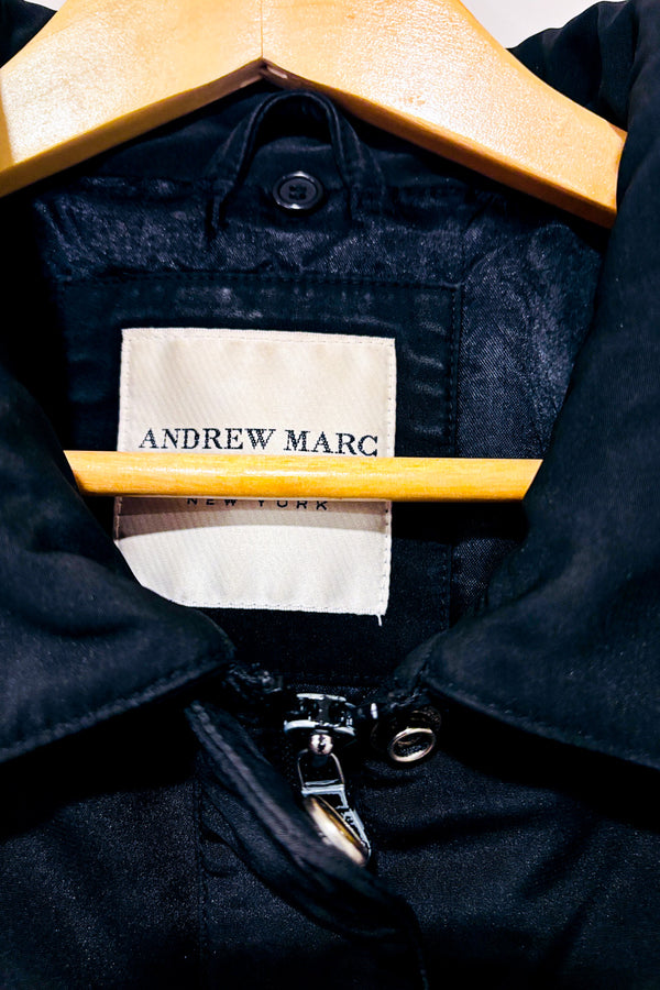 Manteau trench noir style cargo seconde main - Andrew Marc- La Penderie du Paradis