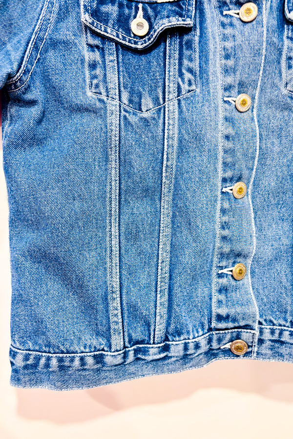 Manteau vintage bleu en jeans seconde main - Nevada- La Penderie du Paradis