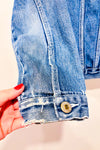 Manteau vintage bleu en jeans seconde main - Nevada- La Penderie du Paradis