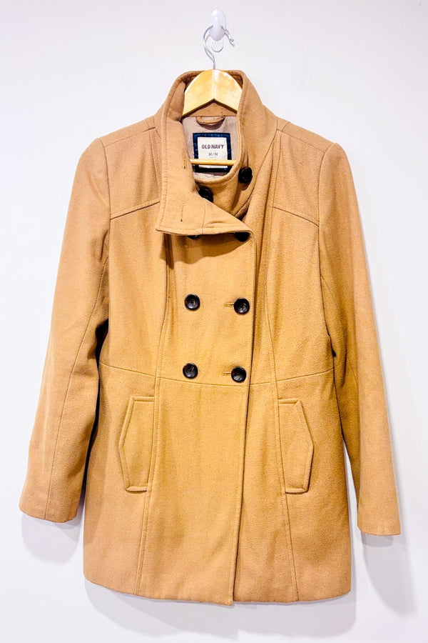 Manteau trench beige en laine seconde main - Old Navy- La Penderie du Paradis