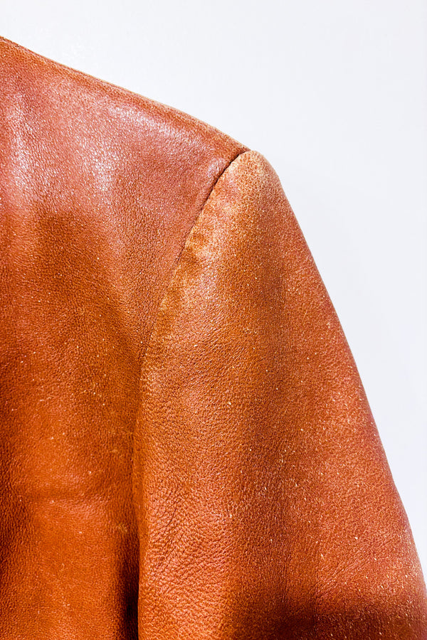 Veste en cuir véritable taupe à zip* seconde main - Vera Pelle- La Penderie du Paradis