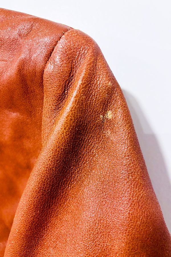 Veste en cuir véritable taupe à zip* seconde main - Vera Pelle- La Penderie du Paradis