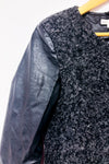 Manteau noir en laine texturée et manches effet cuir* seconde main - Peppercorn- La Penderie du Paradis