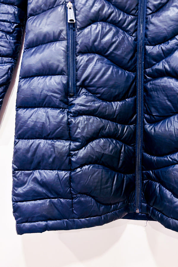 Manteau puffer mauve long en duvet seconde main - Andrew Marc- La Penderie du Paradis