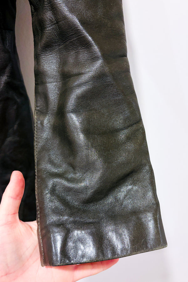 Manteau en cuir charcoal mi-long * seconde main - Danier- La Penderie du Paradis
