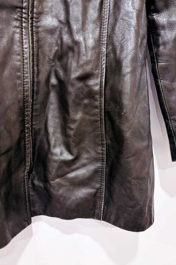 Manteau en cuir charcoal mi-long * seconde main - Danier- La Penderie du Paradis