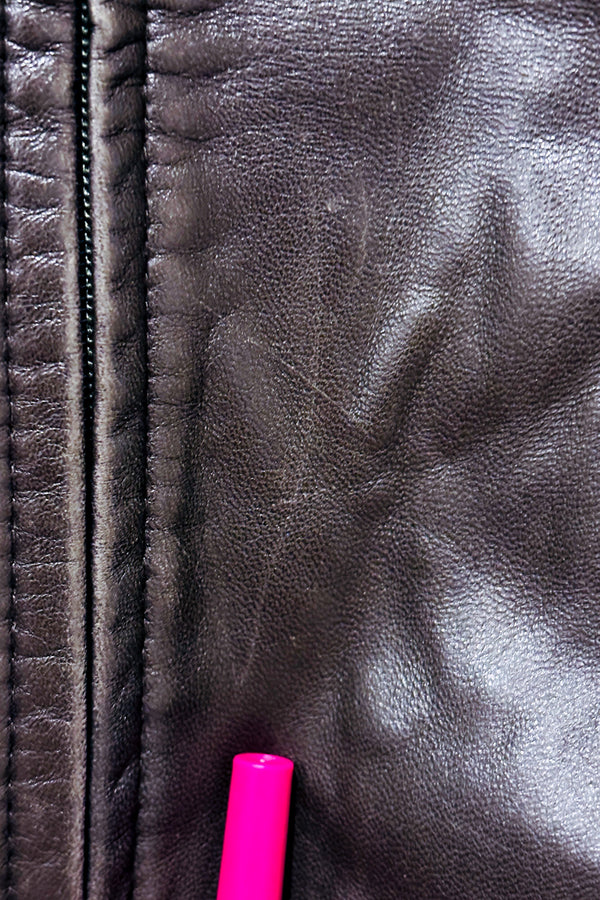 Manteau en cuir charcoal mi-long * seconde main - Danier- La Penderie du Paradis