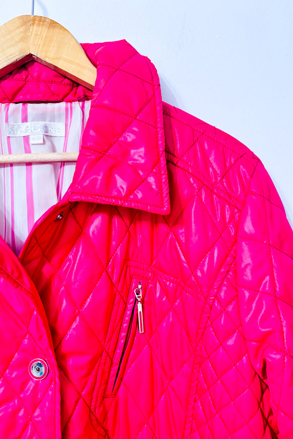 Manteau matelassé rose vif à poches* seconde main - Marcona- La Penderie du Paradis