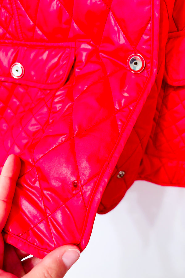 Manteau matelassé rose vif à poches* seconde main - Marcona- La Penderie du Paradis