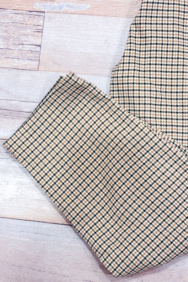 Pantalon coupé jambe étroite beige et noir motif pied de poule (m)-Zara-La Penderie du Paradis 🕊