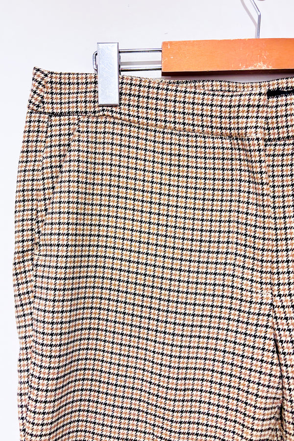 Pantalon coupé jambe étroite beige et noir motif pied de poule (m)-Zara-La Penderie du Paradis 🕊