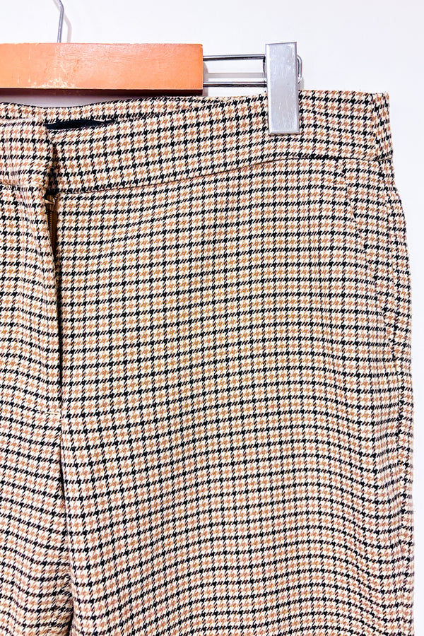 Pantalon coupé jambe étroite beige et noir motif pied de poule (m)-Zara-La Penderie du Paradis 🕊