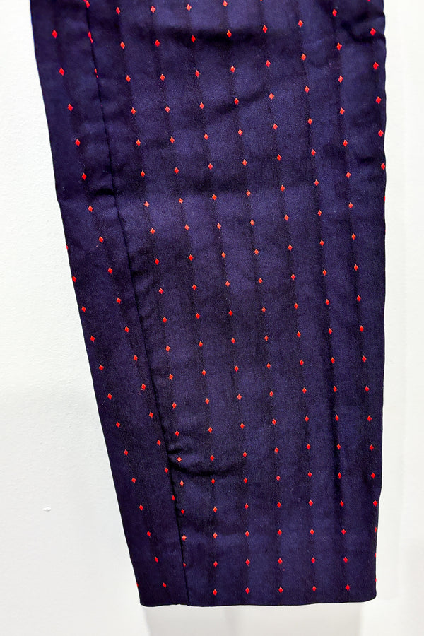 Pantalon marine avec losanges rouges (xs) - Maternité seconde main Stork & Babe